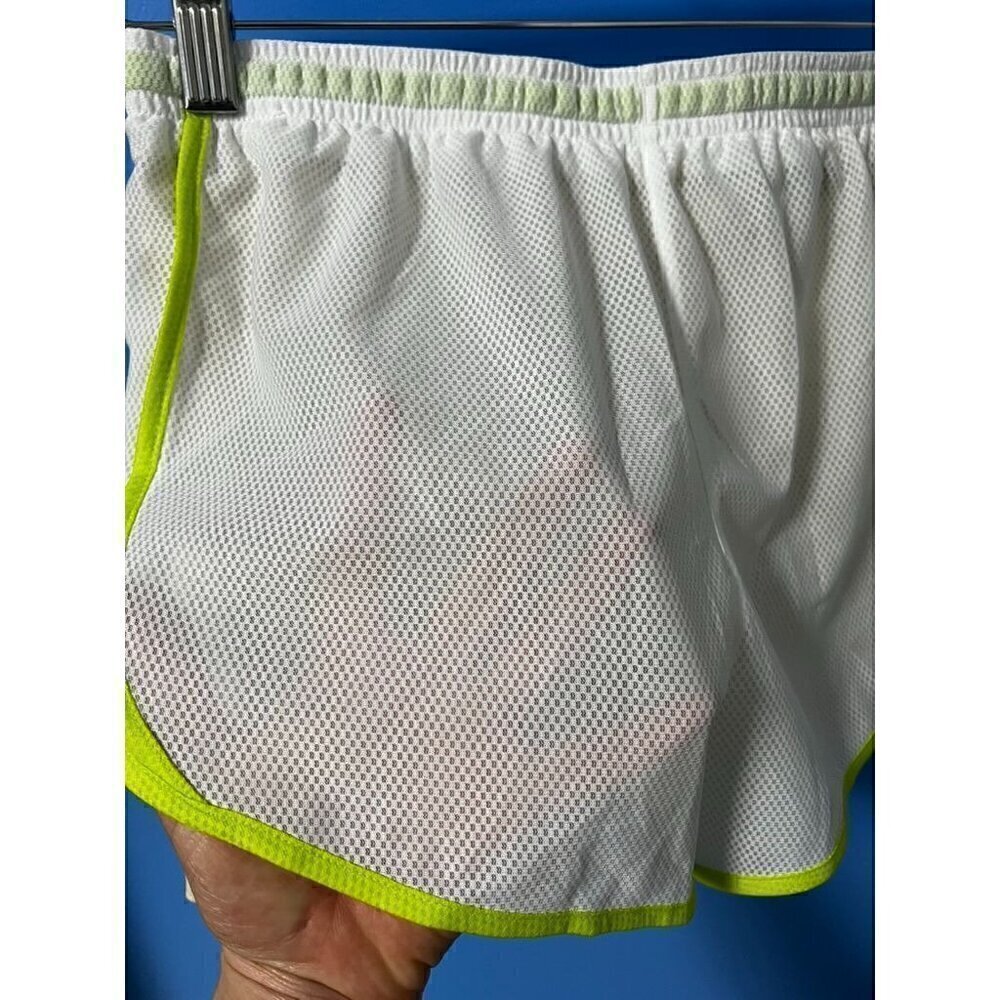 Nike Dri-Fit Tempo Girls 2-In-1 Training Shorts White/Beige Neon Green Accents L - Picture 9 of 9